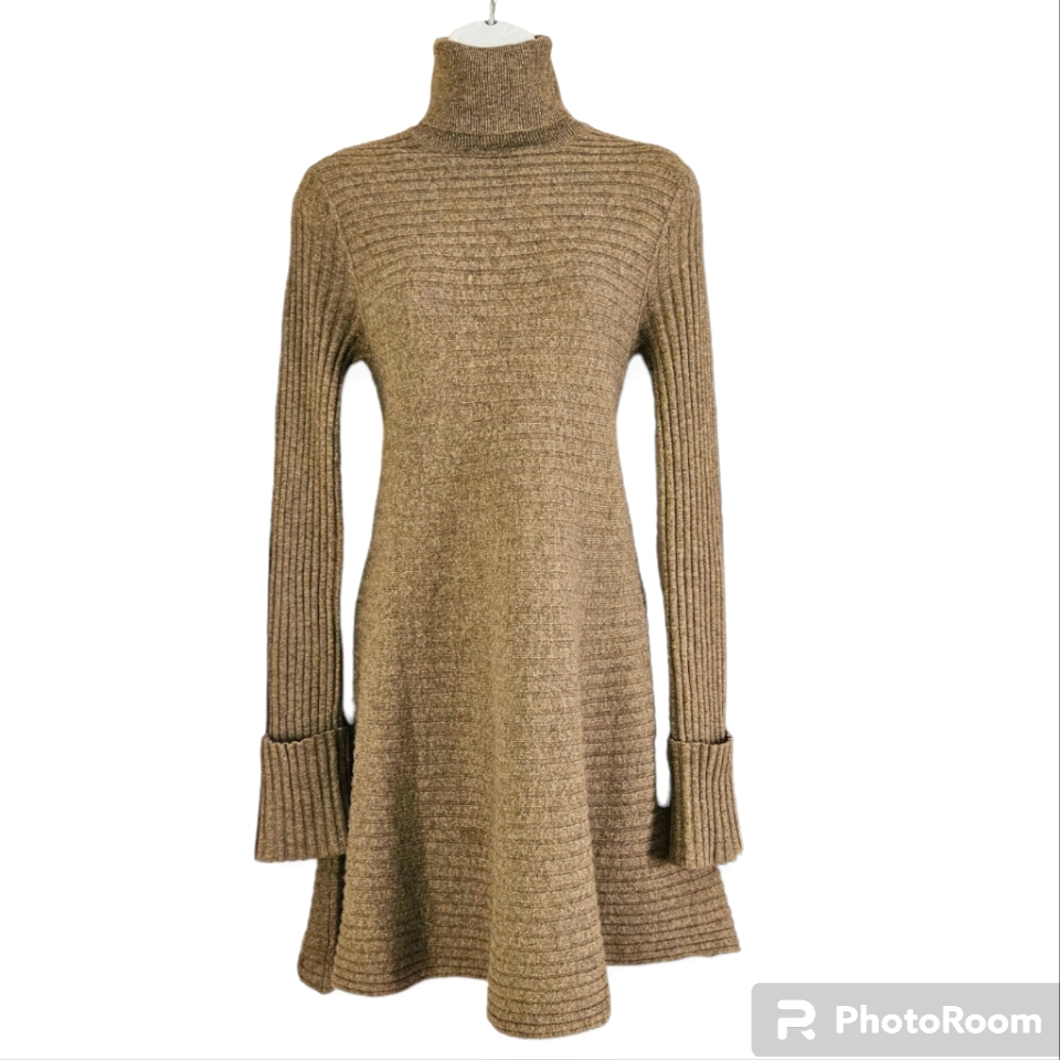 Autumn Cashmere Brown Ribbed Knit Dress